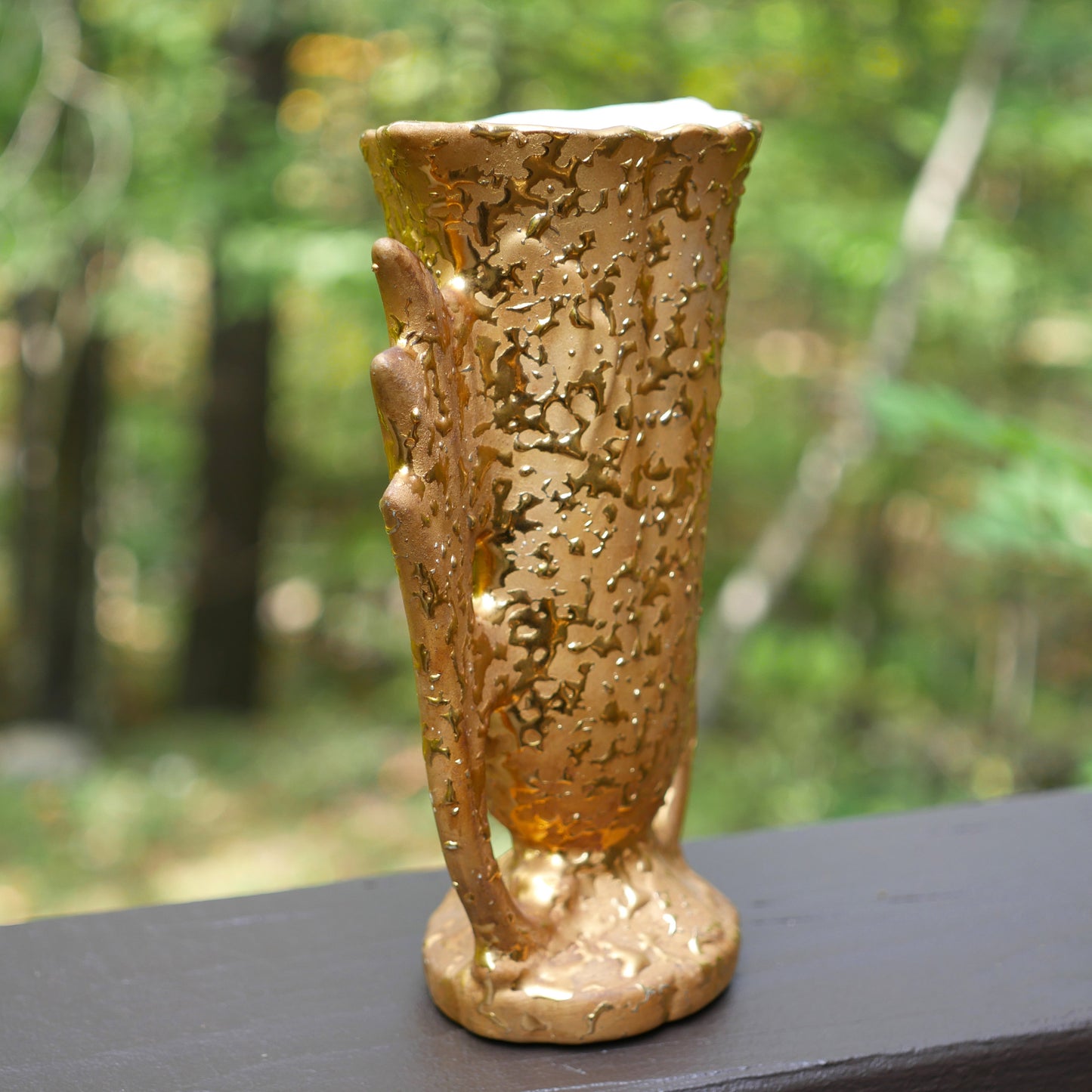 Vintage Weeping Porcelain Stamped Vase 22k Gold - Home Decoration Gift -  8.5" Tall