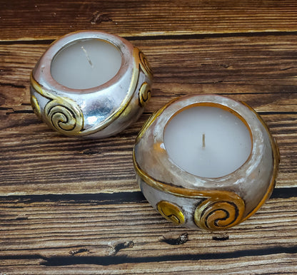 Vintage New Decorative Filled Candle Pair | Large Candle Centerpiece | Candle Home Decor - 6.5" Wide