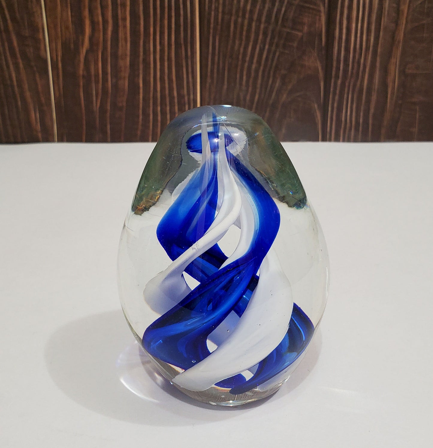 Vintage Murano Hand Blown Egg Art Glass Paperweight Pair| Spiral Swirl Dome Paperweights