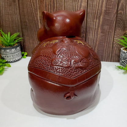 Huge Chinese Ceramic Pig Piggy Bank | Handmade Vintage Very Detailed | 9 lbs.