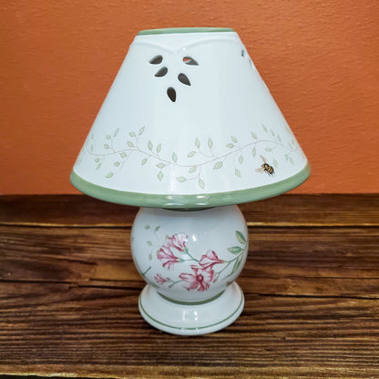 Vintage Lenox Butterfly Meadow Candle Lamp with Shade - 2 Piece Porcelain Lamp
