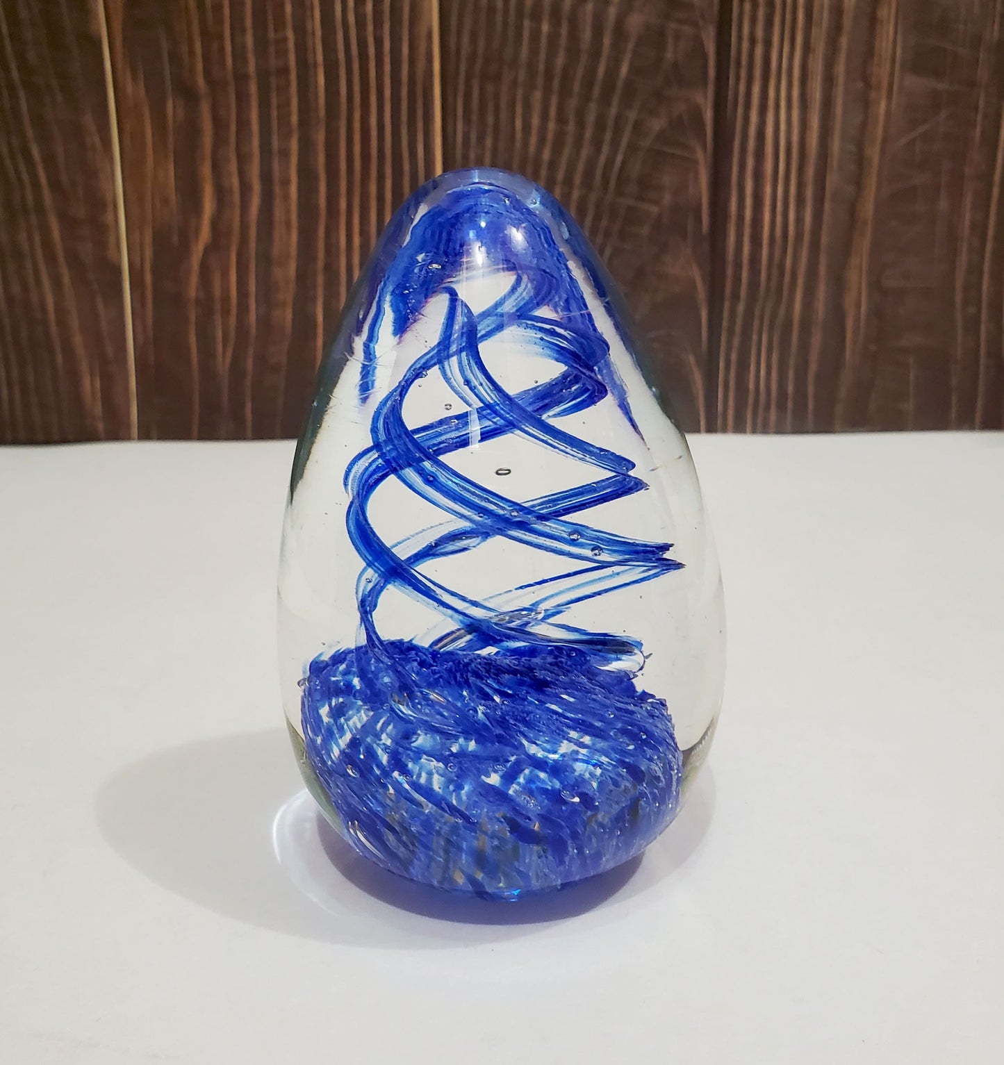 Vintage Murano Hand Blown Egg Art Glass Paperweight Pair| Spiral Swirl Dome Paperweights