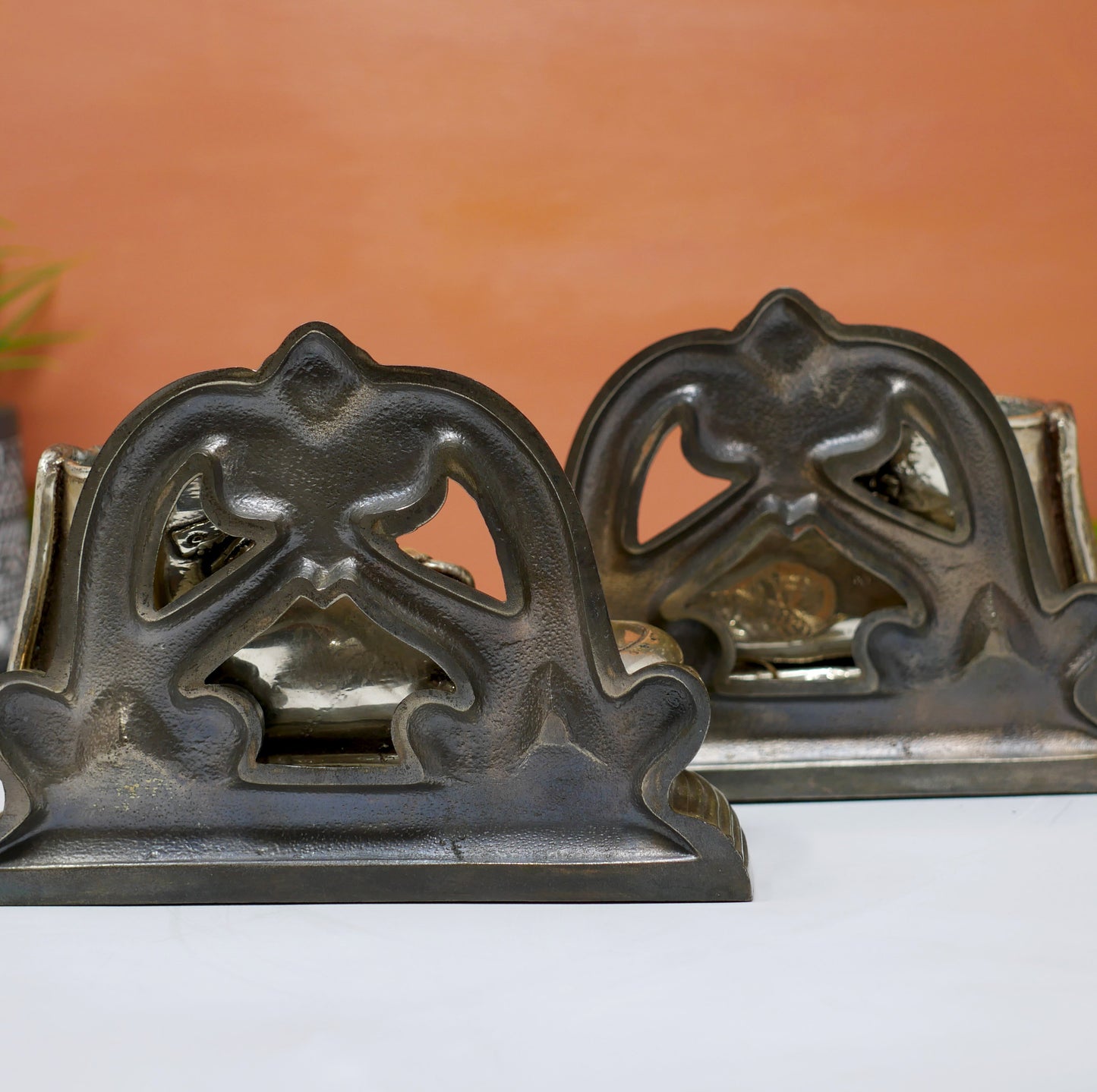 Vintage Metal Baby Shoe Bookend Pair - Home Decor Collectible