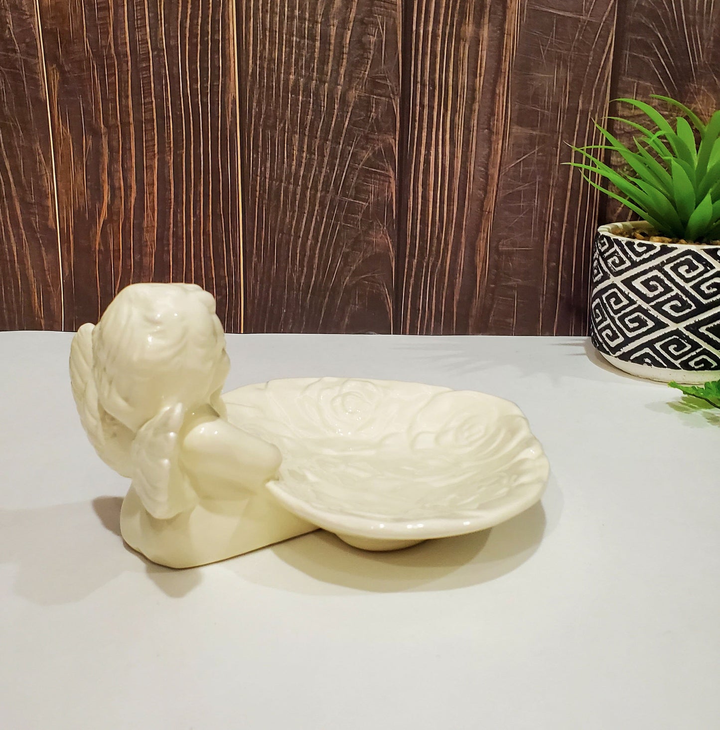 Cherub Angel Heart Shaped Candy or Soap Dish - Vintage New by World Bazaars Inc