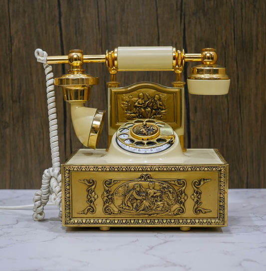 Vintage Rotary Dial Telephone Northern Electric Collectible Victorian Cherub Decor