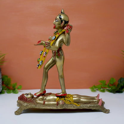 Vintage Brass Adya Kali Deity Statue | 11" Tall Unique Fierce India Goddess Kali Ma