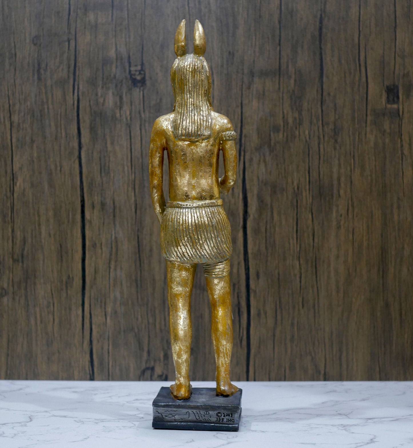 Vintage Egyptian God Anubis Standing Resin Gold Statue Sculpture - 17" Tall
