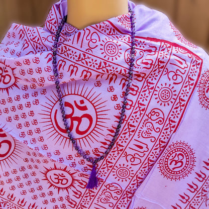 om meditatino shawl and amethyst necklace gift set